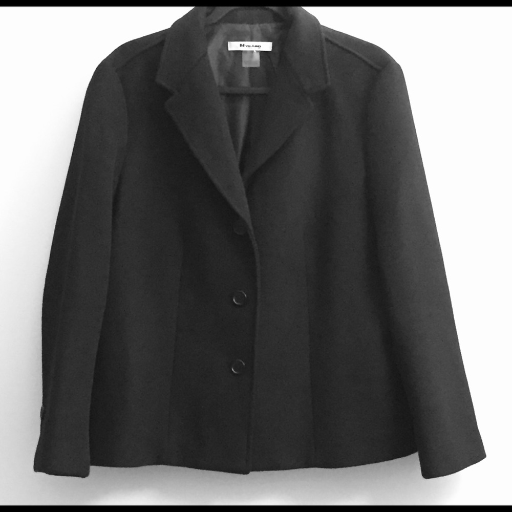 Nygard Collection Petites Black Single Row Button Ruffled Back Blazer US 16P